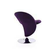 Purple and polished chrome wool blend swivel accent chair additional photo 3 of 4