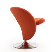 Orange and polished chrome wool blend swivel accent chair additional photo 3 of 4