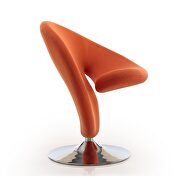 Orange and polished chrome wool blend swivel accent chair additional photo 4 of 4