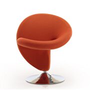 Orange and polished chrome wool blend swivel accent chair additional photo 5 of 4