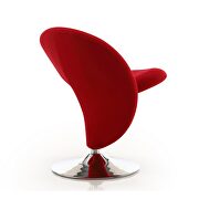 Red and polished chrome wool blend swivel accent chair additional photo 3 of 4