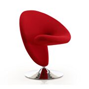 Red and polished chrome wool blend swivel accent chair by Manhattan Comfort additional picture 4