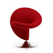 Red and polished chrome wool blend swivel accent chair additional photo 5 of 4