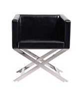 Black and polished chrome faux leather lounge accent chair by Manhattan Comfort additional picture 3
