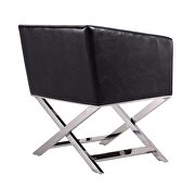 Black and polished chrome faux leather lounge accent chair additional photo 5 of 5