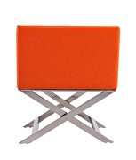 Orange and polished chrome faux leather lounge accent chair additional photo 4 of 5