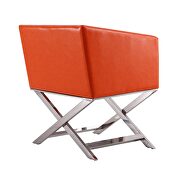 Orange and polished chrome faux leather lounge accent chair additional photo 5 of 5