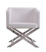 White and polished chrome faux leather lounge accent chair additional photo 3 of 5