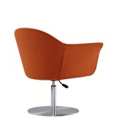 Orange and brushed metal woven swivel adjustable accent chair additional photo 4 of 5