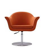 Orange and brushed metal woven swivel adjustable accent chair by Manhattan Comfort additional picture 6