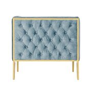 Ocean blue and gold velvet accent chair additional photo 3 of 5