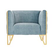 Ocean blue and gold velvet accent chair additional photo 5 of 5