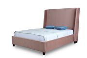 Luxurious blush velvet queen bed additional photo 4 of 6