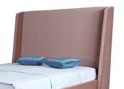 Luxurious blush velvet queen bed additional photo 5 of 6