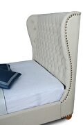 Ivory linen fabric traditional queen bed by Manhattan Comfort additional picture 3