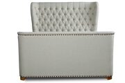 Ivory linen fabric traditional queen bed by Manhattan Comfort additional picture 6