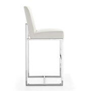 Pearl white and polished chrome stainless steel bar stool additional photo 4 of 5