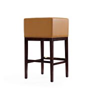 Camel and dark walnut beech wood barstool additional photo 3 of 4