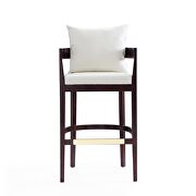 Ivory and dark walnut beech wood barstool by Manhattan Comfort additional picture 5