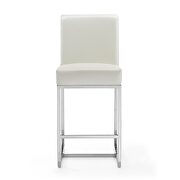 Pearl white and polished chrome stainless steel counter height bar stool additional photo 4 of 5