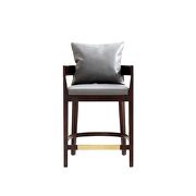 Gray and dark walnut beech wood counter height bar stool by Manhattan Comfort additional picture 2