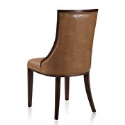 Saddle and walnut faux leather dining chair (set of two) additional photo 3 of 5
