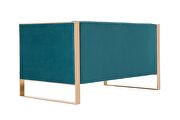 Aqua blue and rose gold velvet 2-seater loveseat additional photo 4 of 5