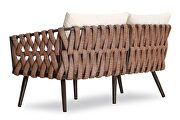 4-piece metal patio conversation set with brown and white cushions by Manhattan Comfort additional picture 6