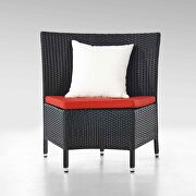 Black 7-piece rattan outdoor dining set with red and white cushions by Manhattan Comfort additional picture 8