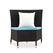 Black 7-piece rattan outdoor dining set with sky blue and white cushions by Manhattan Comfort additional picture 6