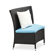 Black 7-piece rattan outdoor dining set with sky blue and white cushions by Manhattan Comfort additional picture 7