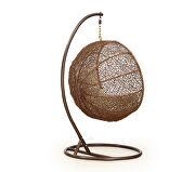 Metal and rattan hanging lounge egg patio swing with cream cushion by Manhattan Comfort additional picture 6