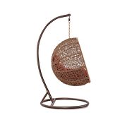 Metal and rattan hanging lounge egg patio swing with red cushion by Manhattan Comfort additional picture 4