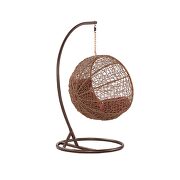 Metal and rattan hanging lounge egg patio swing with red cushion by Manhattan Comfort additional picture 5