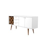4 bottle wine rack sideboard buffet stand with 3 drawers and 2 shelves in white gloss and maple cream by Manhattan Comfort additional picture 5