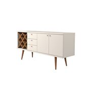 4 bottle wine rack sideboard buffet stand with 3 drawers and 2 shelves in off white and maple cream additional photo 5 of 8