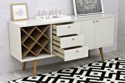 4 bottle wine rack sideboard buffet stand with 3 drawers and 2 shelves in off white and maple cream by Manhattan Comfort additional picture 8