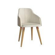 Double-sided fabric leather accent chair in beige additional photo 3 of 8