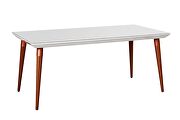 62.99 modern beveled rectangular dining table with glass top in white gloss additional photo 2 of 5