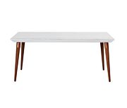 62.99 modern beveled rectangular dining table with glass top in white gloss additional photo 4 of 5