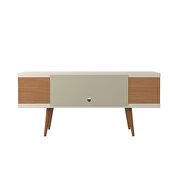53.14 TV stand with splayed wooden legs and 4 shelves in off white and maple cream by Manhattan Comfort additional picture 7