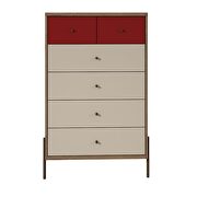 Joy 48.43 tall dresser with 6 full extension drawers in red and off white additional photo 2 of 8