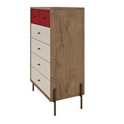 Joy 48.43 tall dresser with 6 full extension drawers in red and off white by Manhattan Comfort additional picture 7
