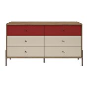 59 wide double dresser with 6 full extension drawers in red and off white by Manhattan Comfort additional picture 2