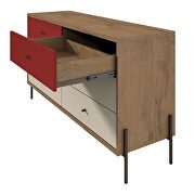59 wide double dresser with 6 full extension drawers in red and off white by Manhattan Comfort additional picture 4