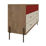 59 wide double dresser with 6 full extension drawers in red and off white by Manhattan Comfort additional picture 7