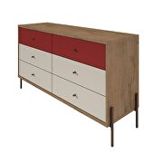 59 wide double dresser with 6 full extension drawers in red and off white by Manhattan Comfort additional picture 9
