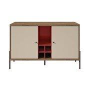 4-bottle wine buffet stand in red and off white by Manhattan Comfort additional picture 2