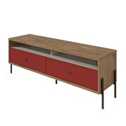 Joy 59 TV stand with 2 full extension drawers in red and off white by Manhattan Comfort additional picture 7
