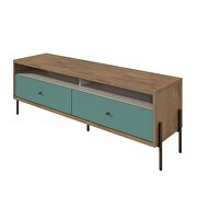 Joy 59 TV stand with 2 full extension drawers in blue and off white by Manhattan Comfort additional picture 7